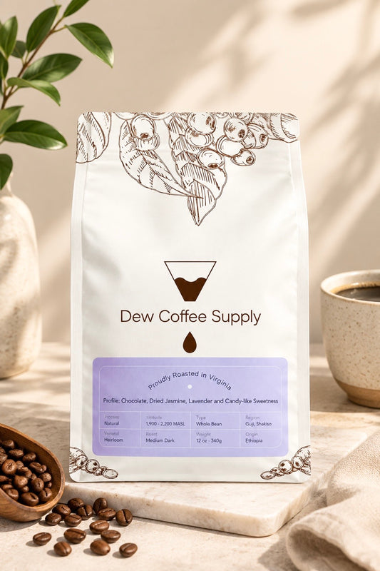 Ethiopian Guji Whole Bean Coffee, Medium-Dark Roast, 100% Arabica