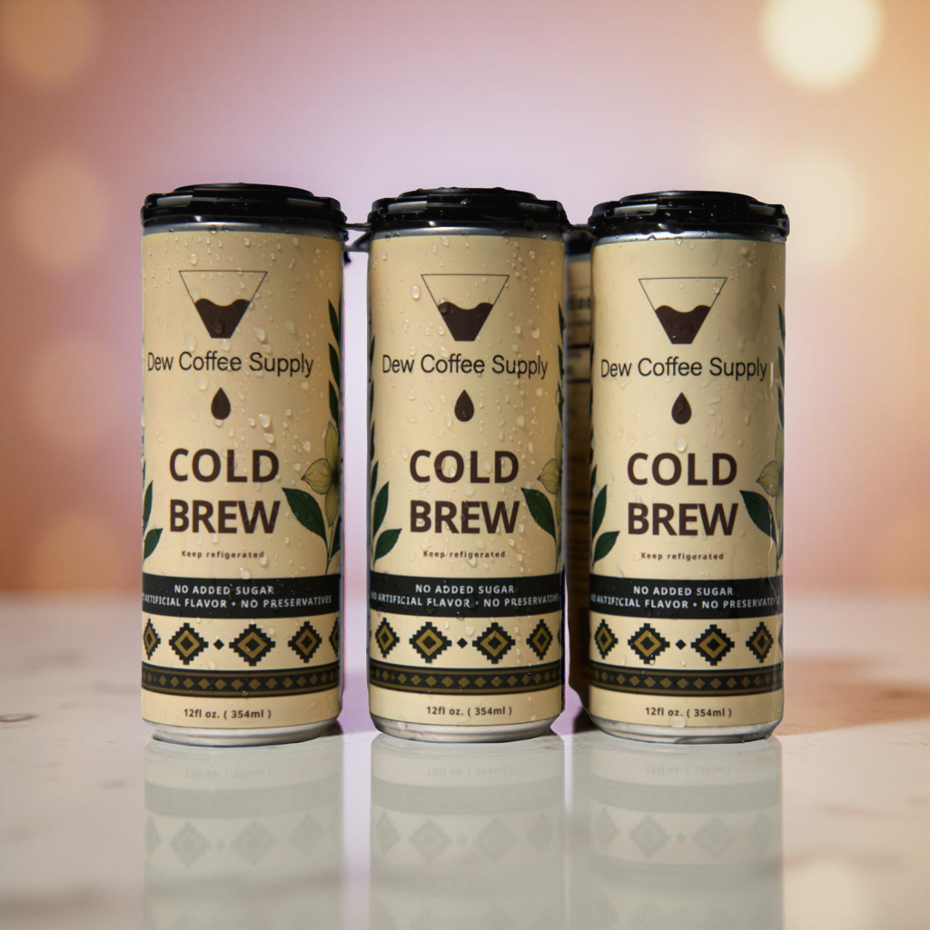 Cold Brew Coffee Can. Smooth medium-dark roast. 6-pack / 12-pack bundles